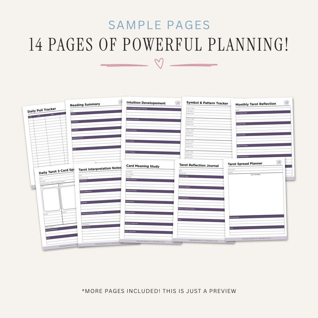Tarot Card Reading Planner Spread Tracker & Spiritual Guidance Bundle tarot spread log page