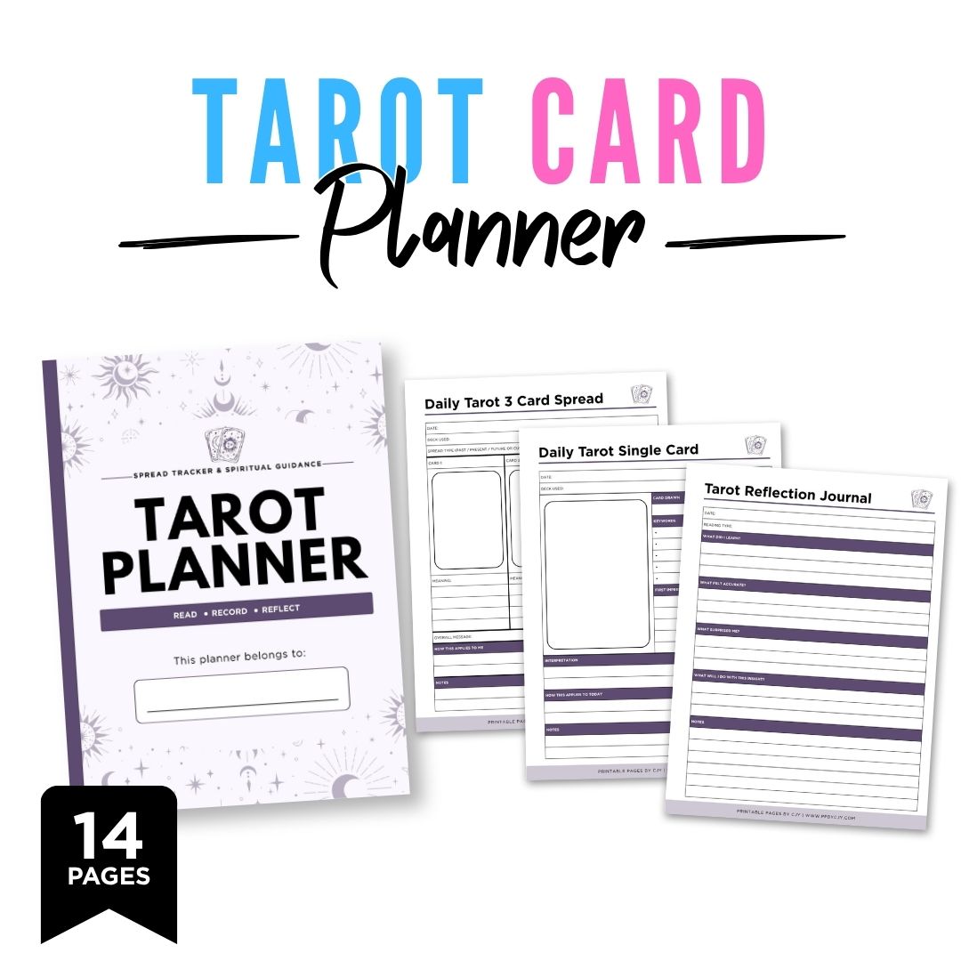 Tarot Card Reading Planner Spread Tracker & Spiritual Guidance Bundle tarot spread log page