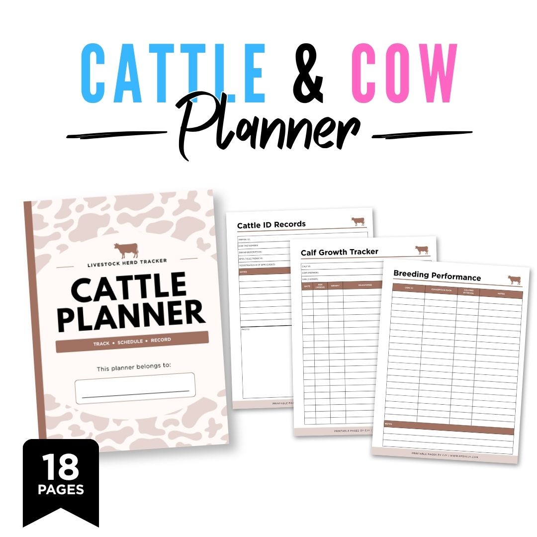 Cattle & Cow Management Planner Livestock Tracker Bundle herd log page

