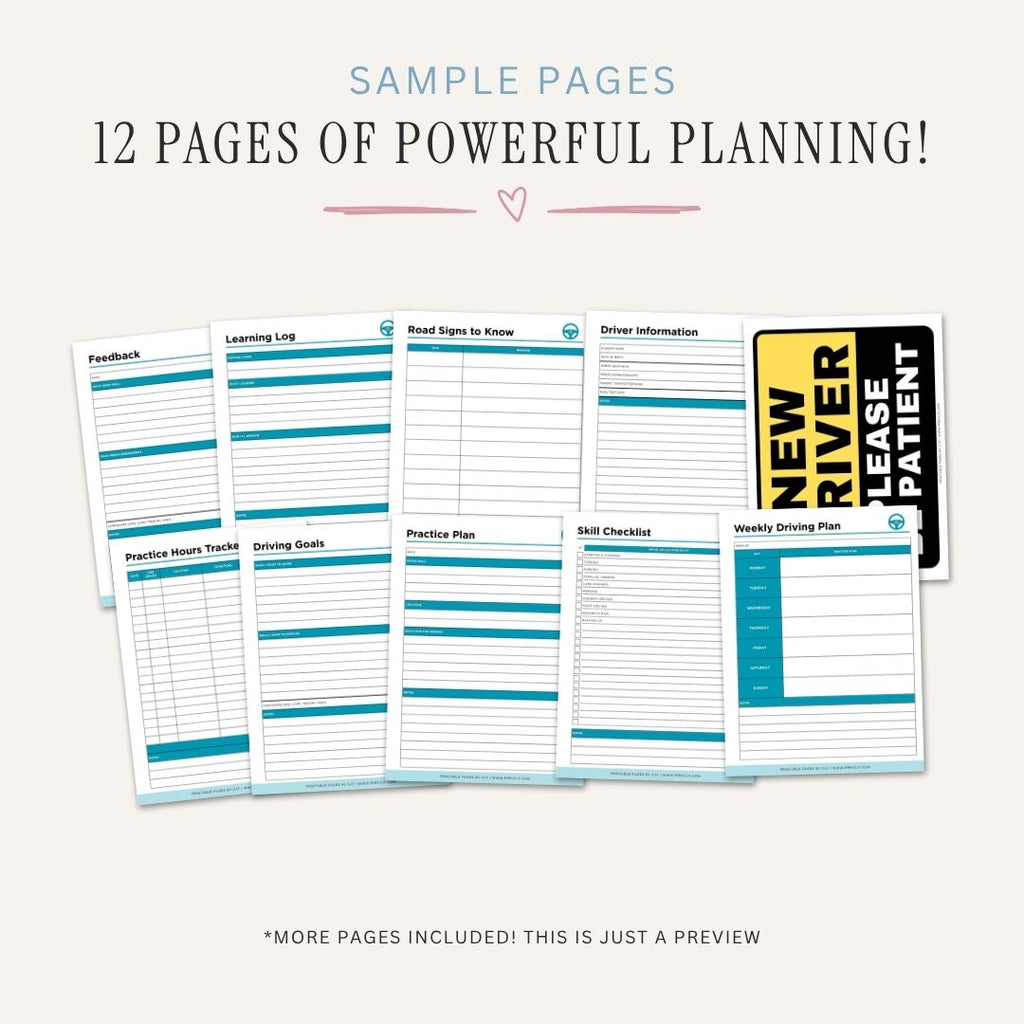 Student Driving Planner Teen Driver Learning Bundle practice log page

