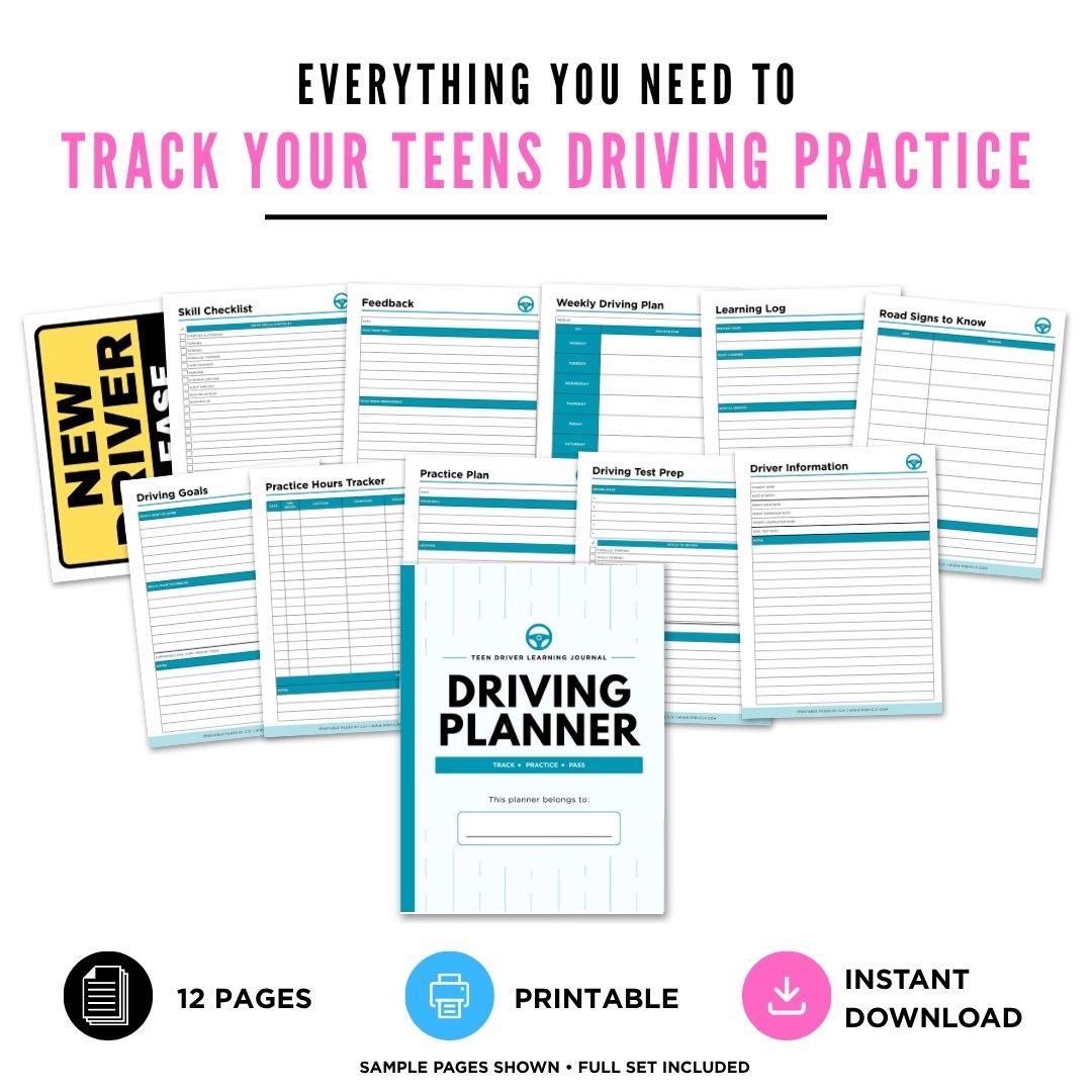 * Student Driving Planner Teen Driver Learning Bundle practice log page
