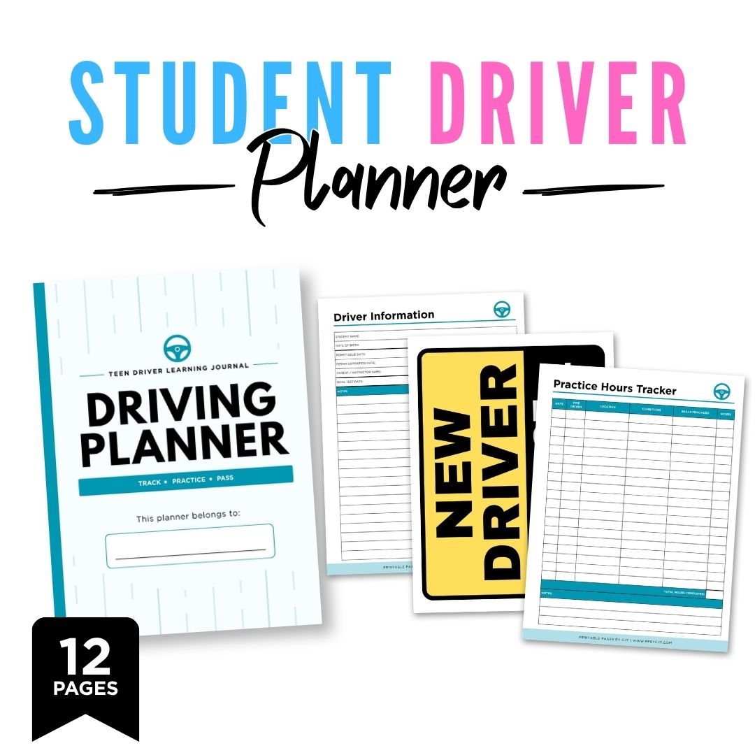 * Student Driving Planner Teen Driver Learning Bundle practice log page
