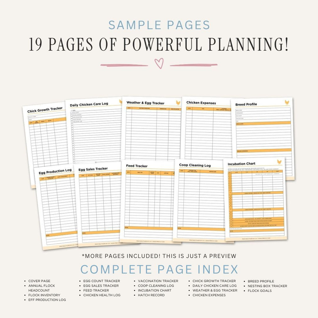 Chicken & Egg Farm Planner Poultry Management Bundle egg tracker page
