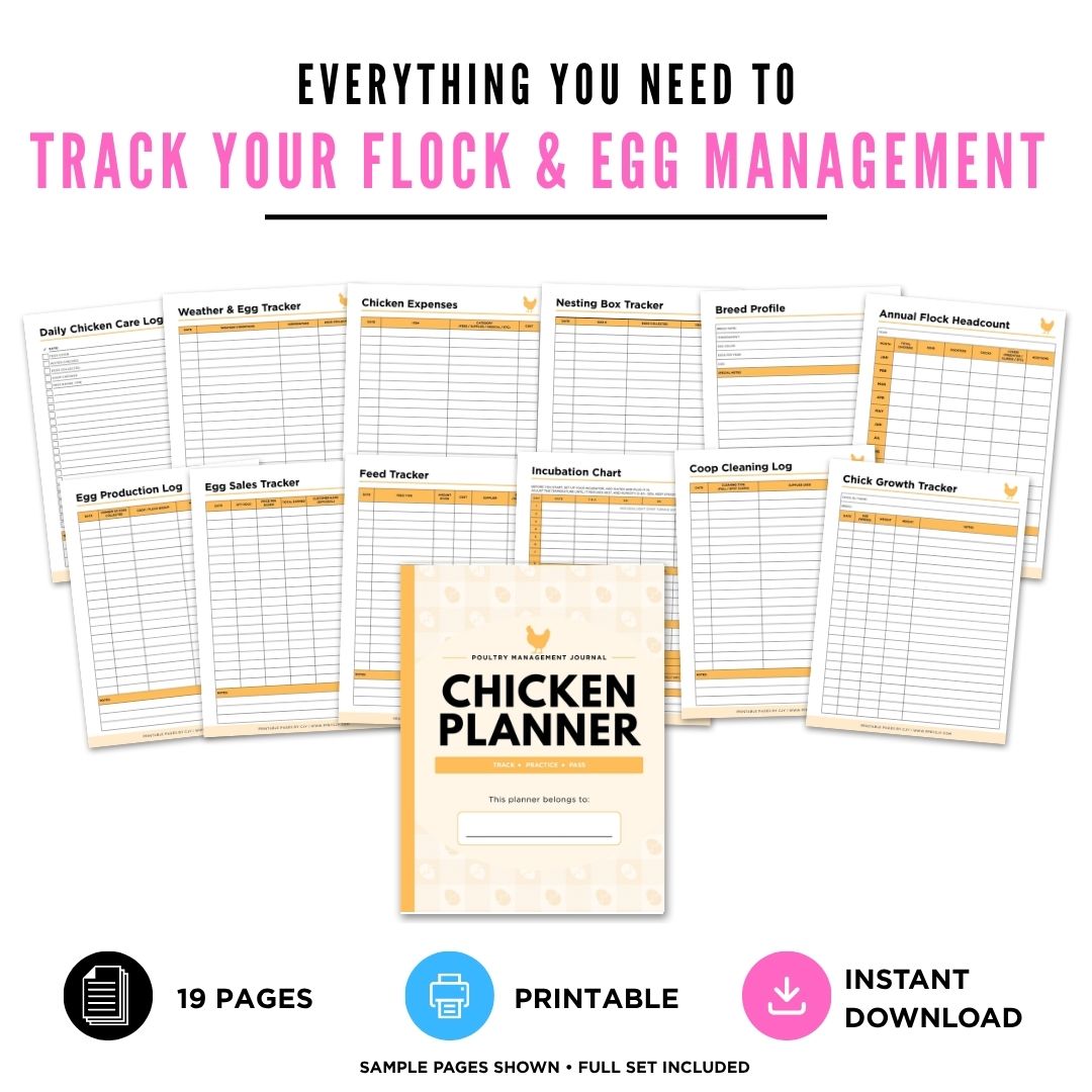 Chicken & Egg Farm Planner Poultry Management Bundle egg tracker page
