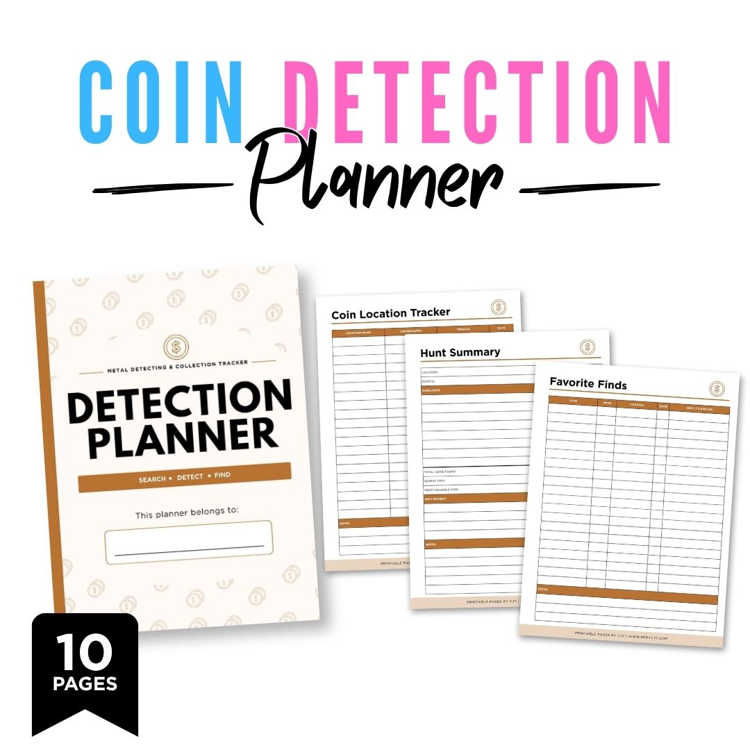Coin Detecting Logbook Metal Detecting & Collection Tracker Bundle finds log page
