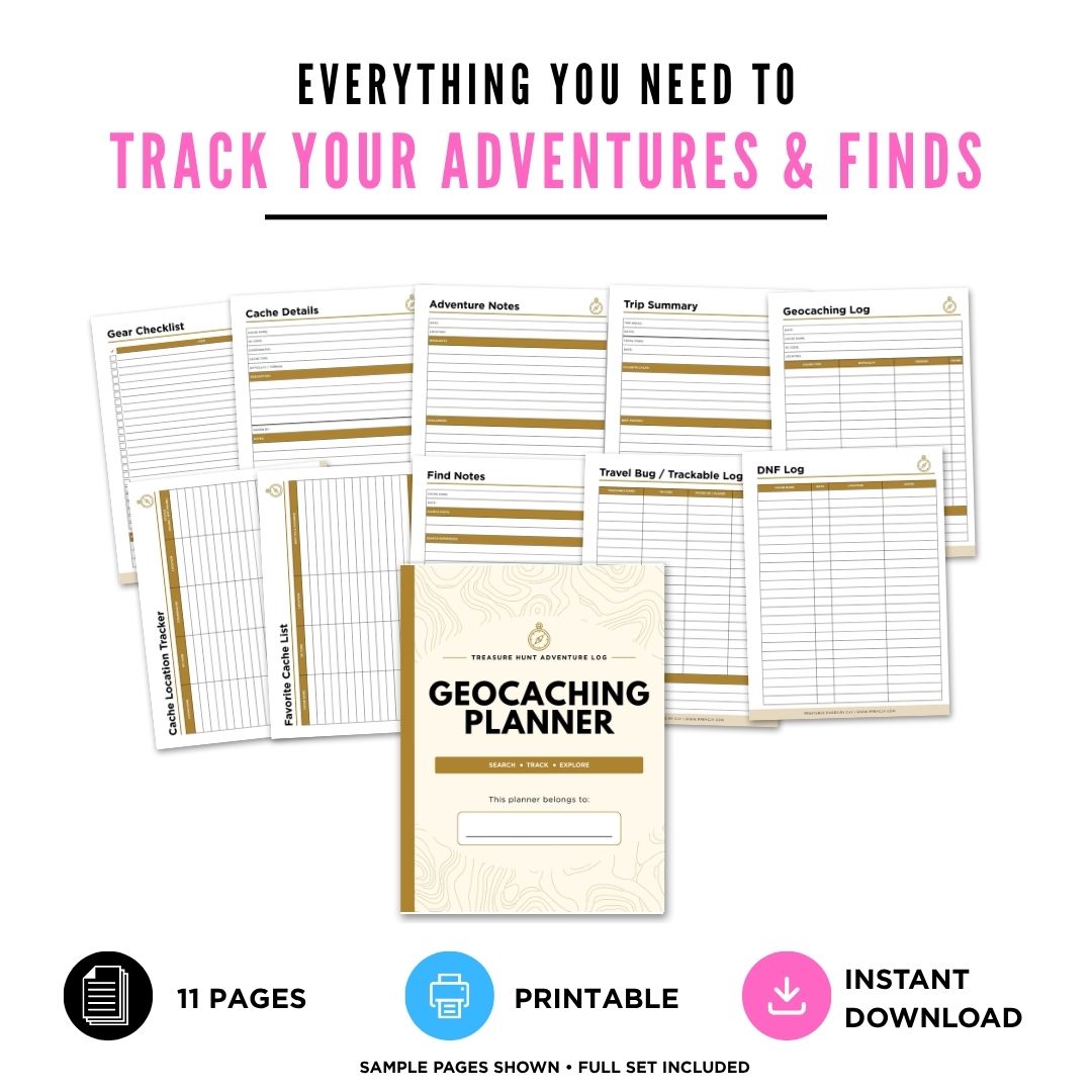 Geocaching Logbook Treasure Hunt Adventure Bundle cache log page

