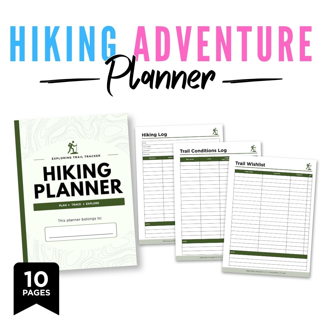  Hiking Adventure Log Trail Tracker Bundle trail log page
