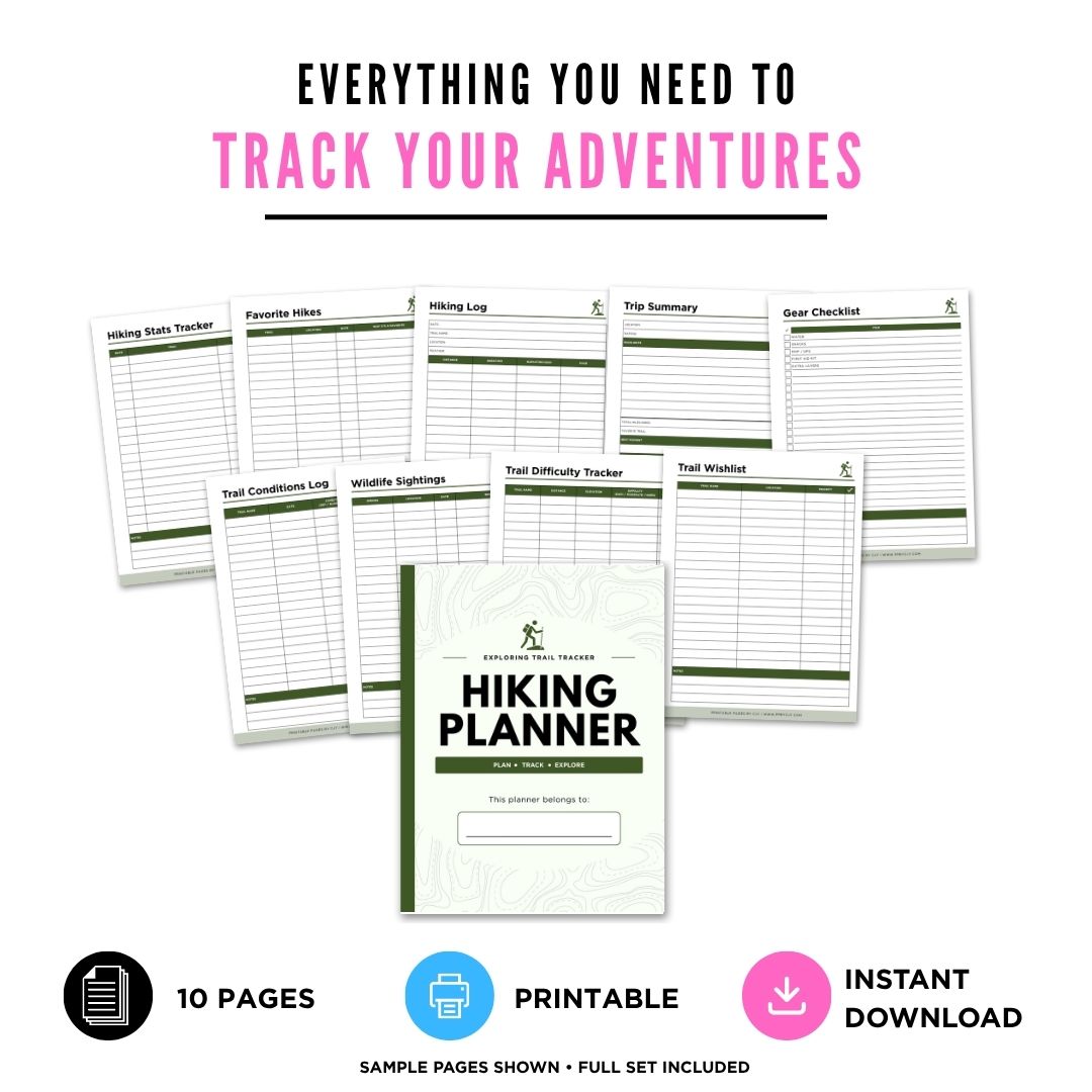  Hiking Adventure Log Trail Tracker Bundle trail log page
