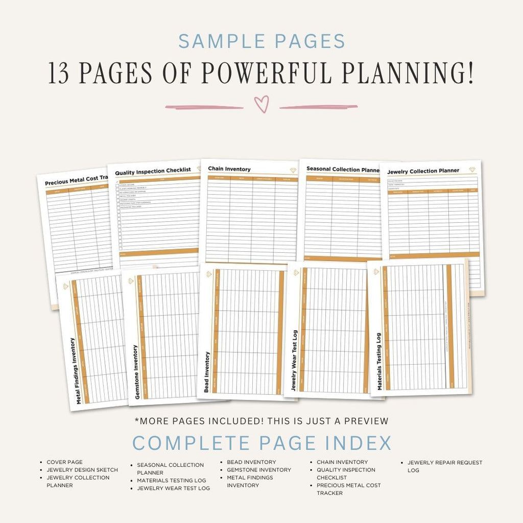 Jewelry Making Planner Jewelry Design Log & Inventory Bundle design log sample pages
