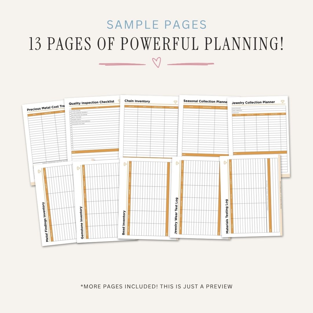 Jewelry Making Planner Jewelry Design Log & Inventory Bundle design log sample pages
