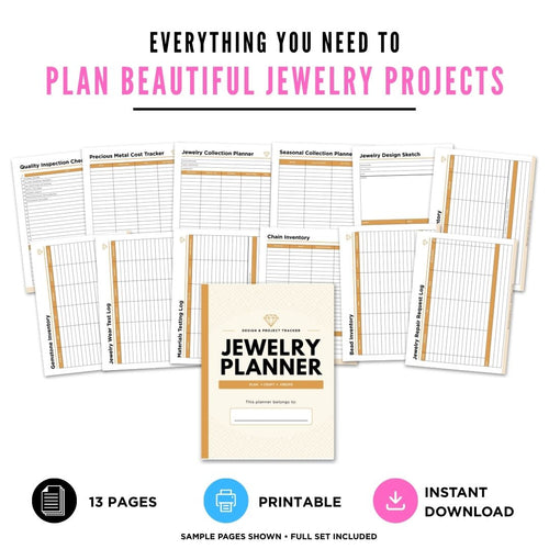 Jewelry Making Planner Jewelry Design Log & Inventory Bundle design log page
