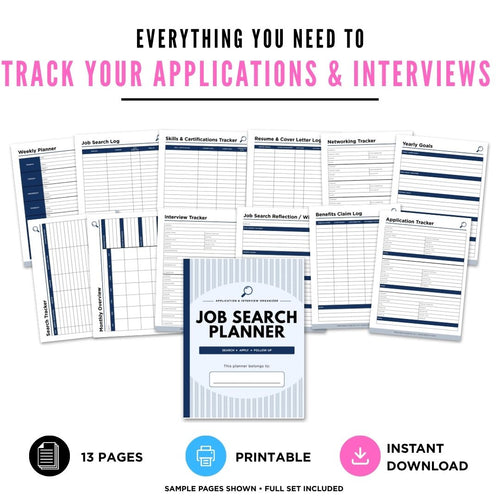 Job Search Planner Application Organizer Bundle application tracker page
