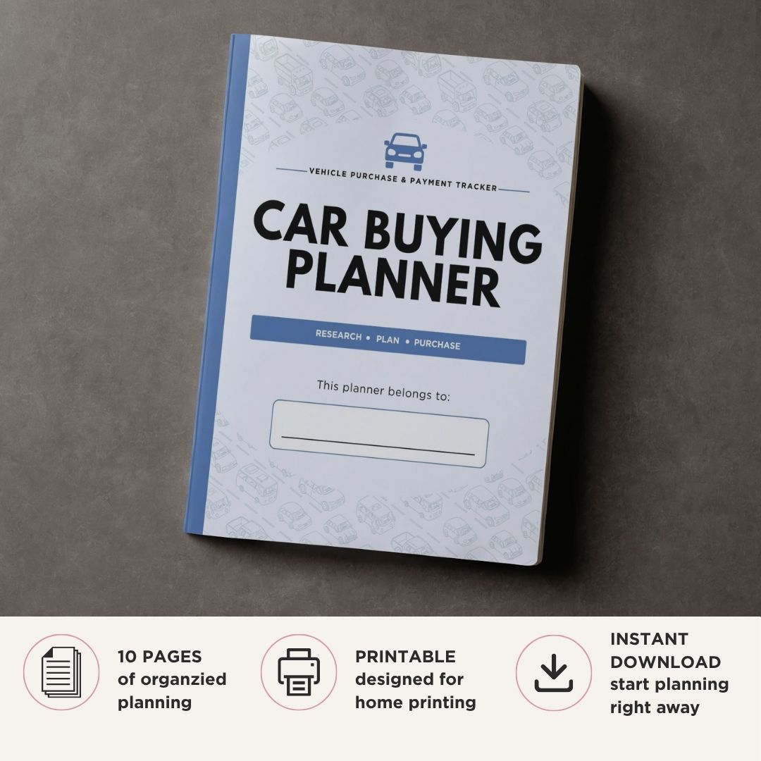 Car Buying Planner Vehicle Purchase & Payment Tracker Bundle comparison page
