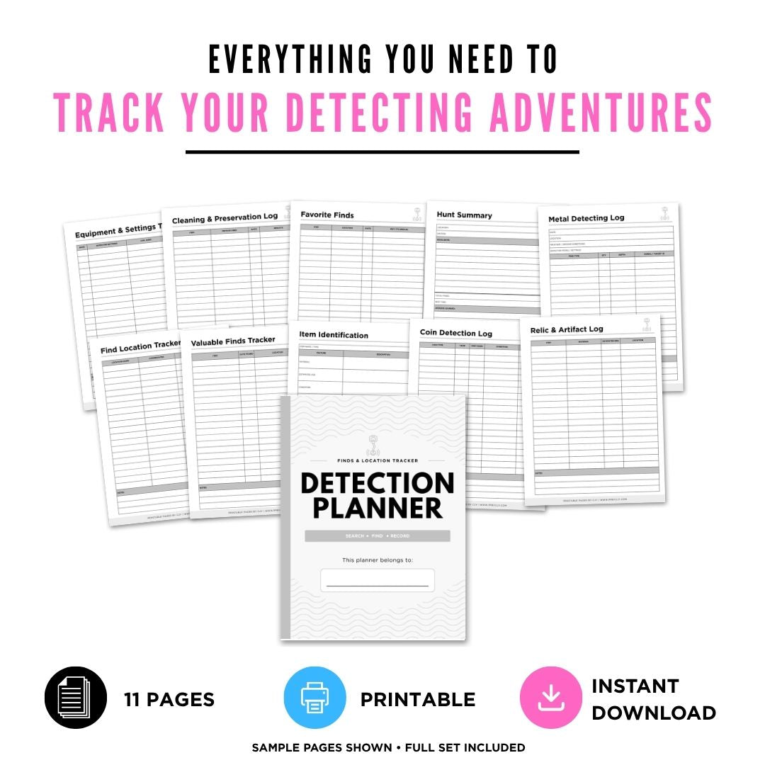 Metal Detection Logbook Finds & Location Tracker Bundle finds log page
