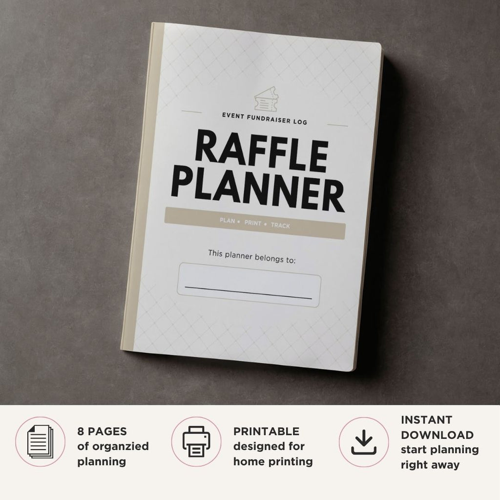 Event Raffle Ticket Planner Fundraiser Bundle ticket tracker cover page
