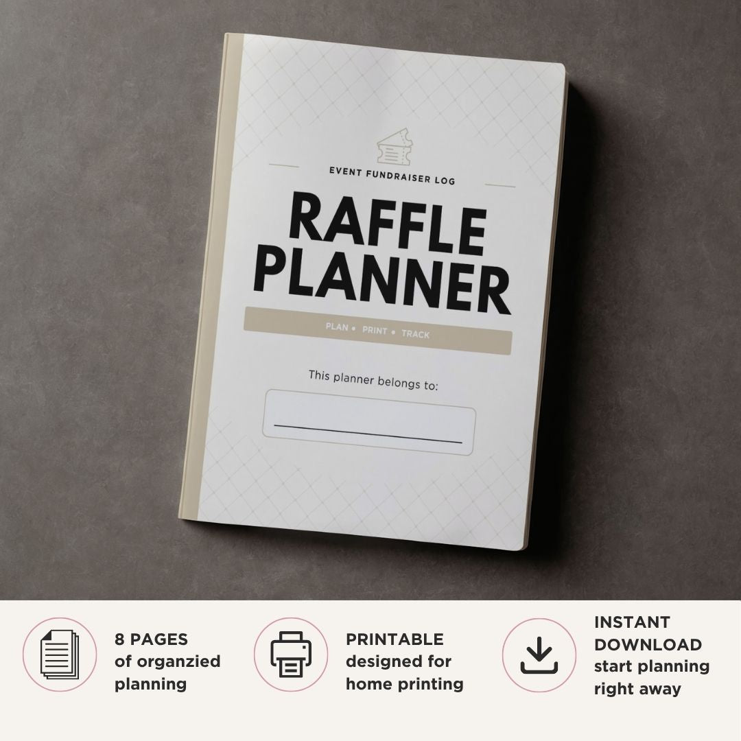 Event Raffle Ticket Planner Fundraiser Bundle ticket tracker cover page
