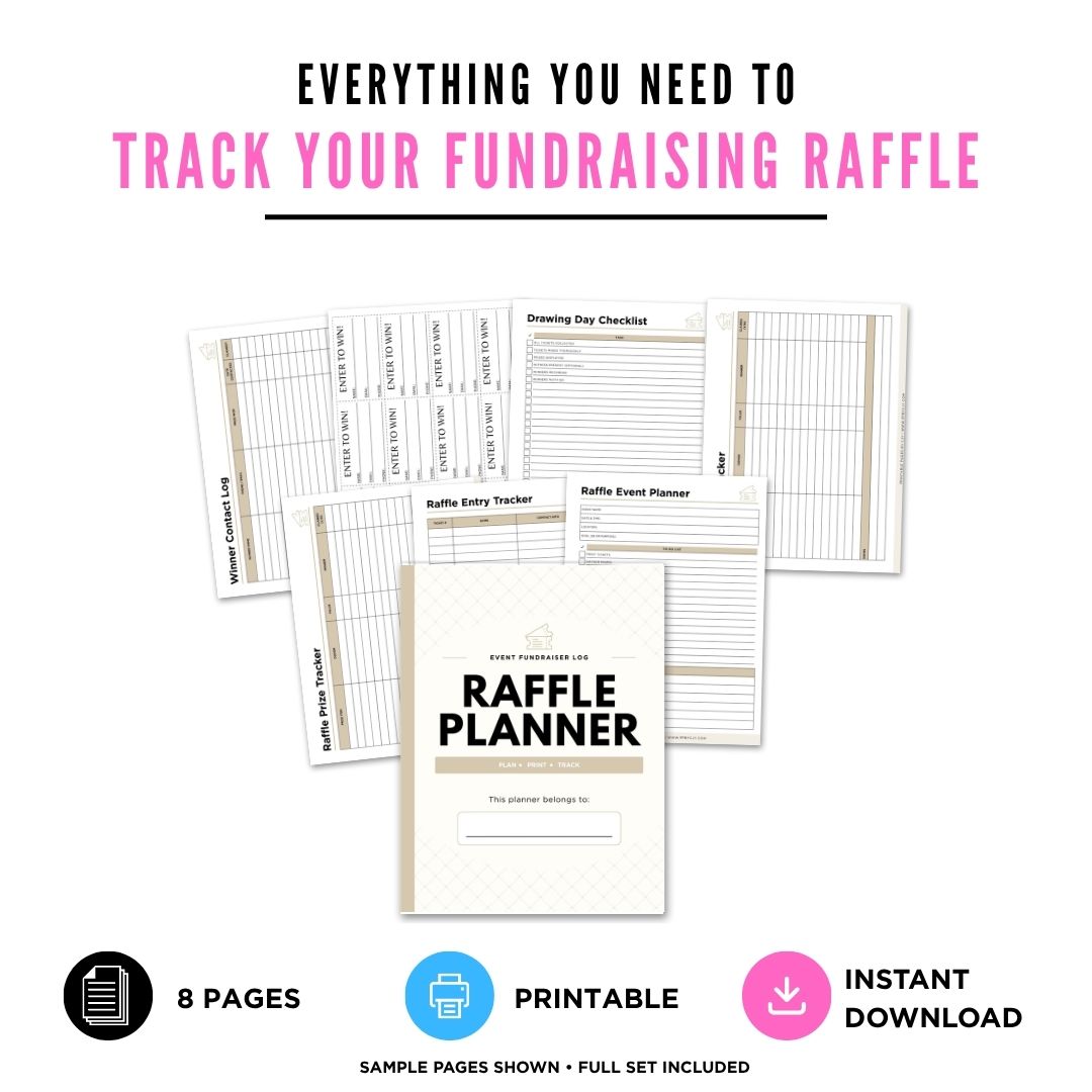 Event Raffle Ticket Planner Fundraiser Bundle ticket tracker page
