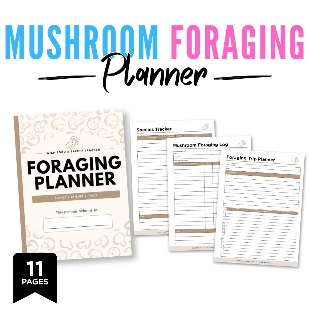 Mushroom Foraging Log Wild Food & Safety Tracker Bundle find log page
