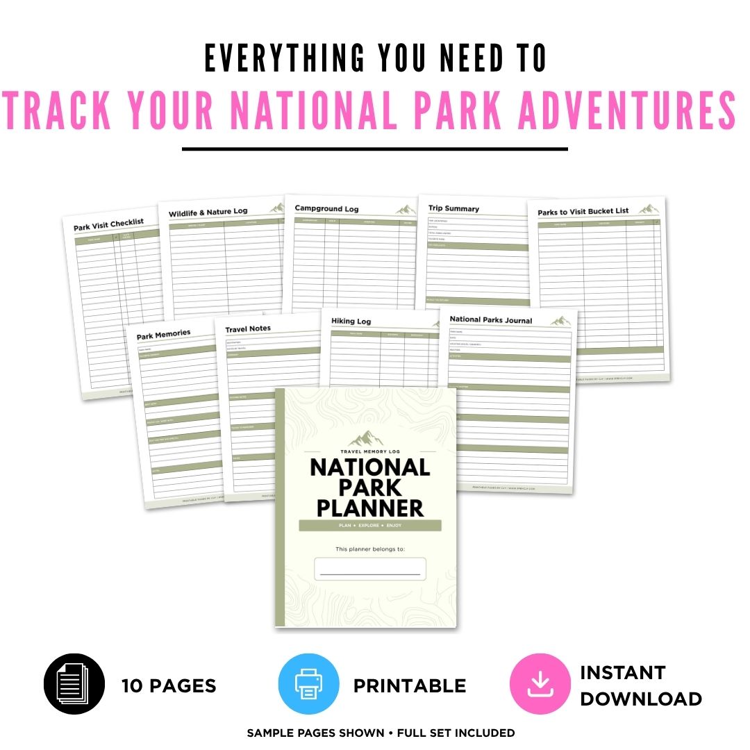 National Parks Journal Travel Memory Log Bundle travel journal page
