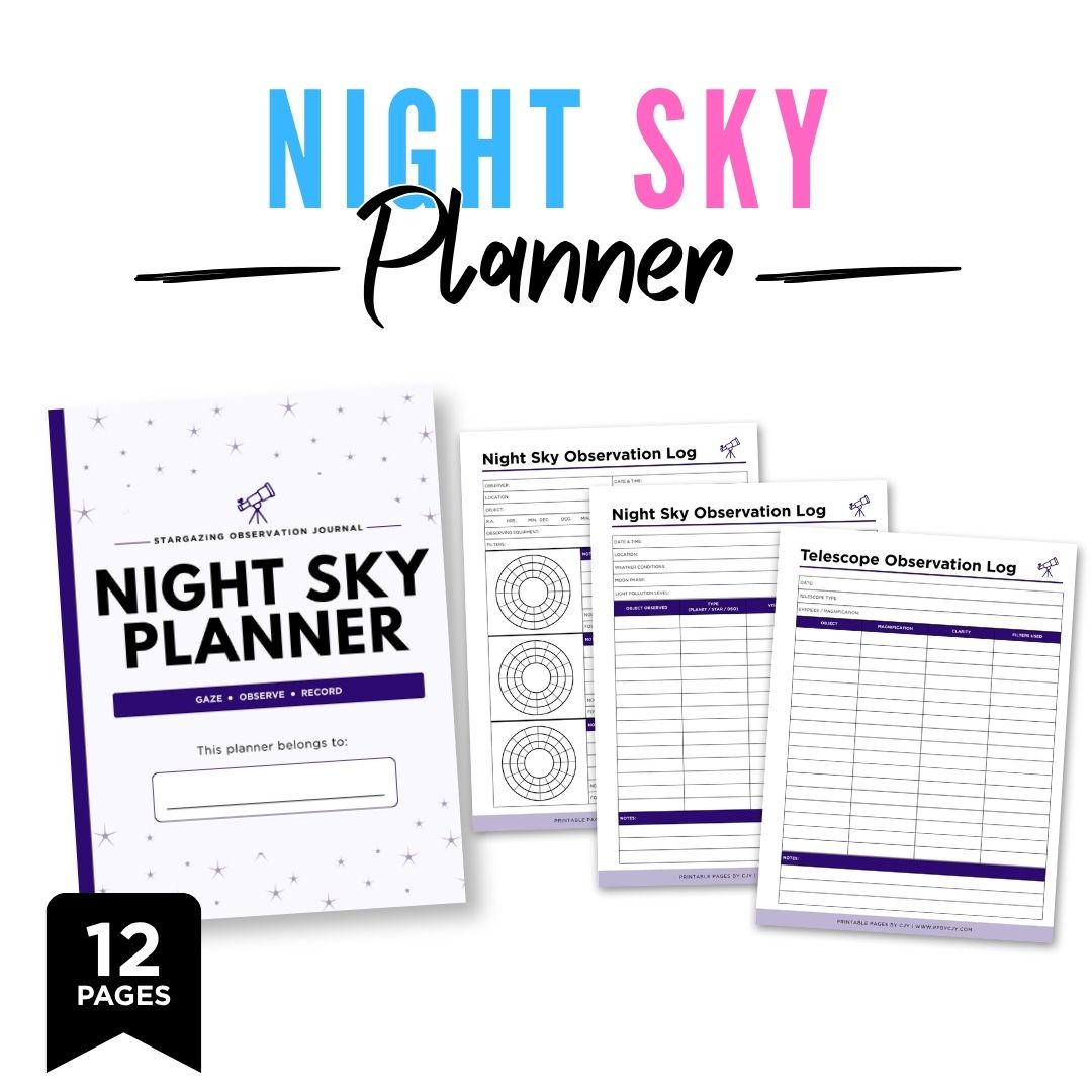 Night Sky Observation Planner Stargazing Journal Bundle observation log page