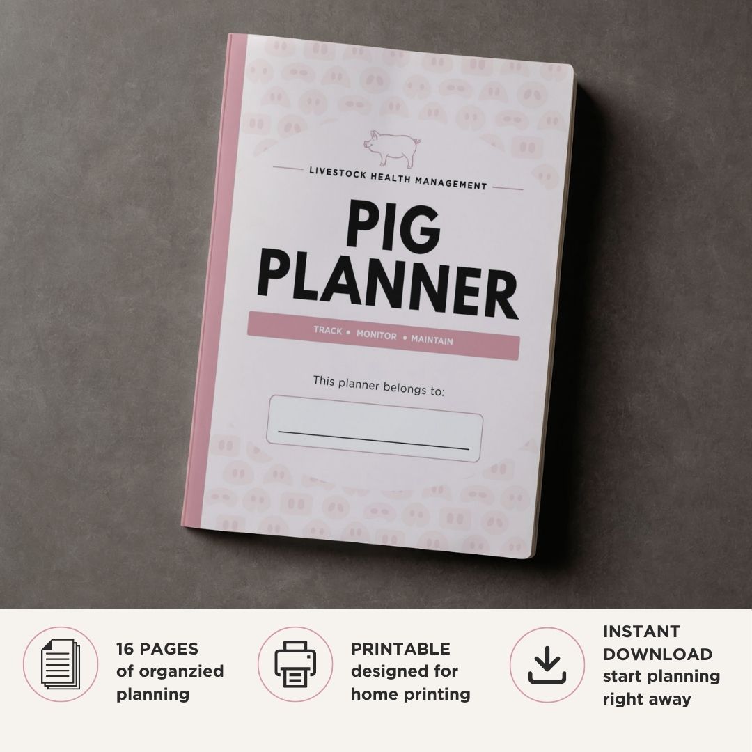 Pig Farm Management Planner printable livestock health record bundle for pig farming and care tracking

