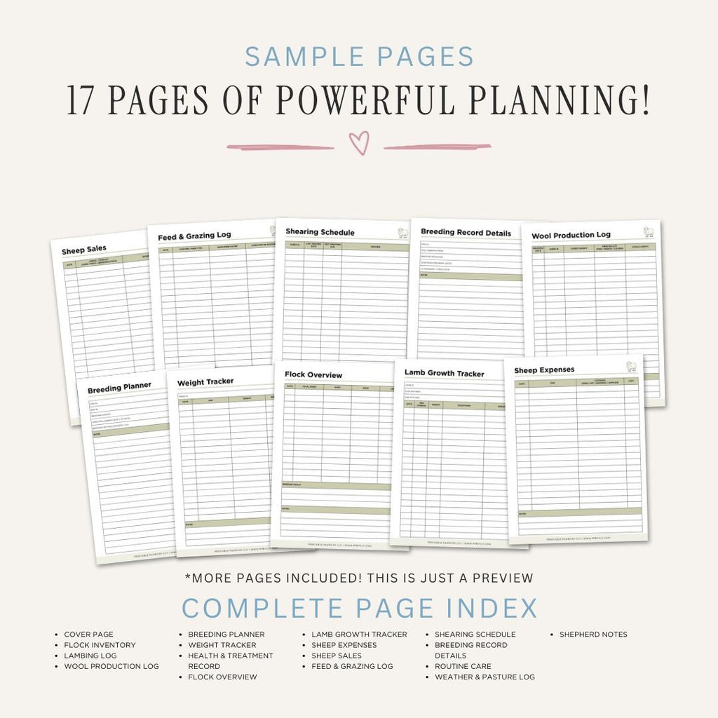 Sheep Keeping Planner printable flock and lamb management bundle for sheep farming and livestock tracking
