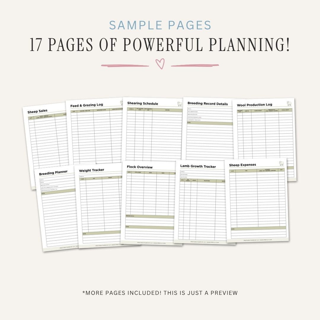 Sheep Keeping Planner printable flock and lamb management bundle for sheep farming and livestock tracking
