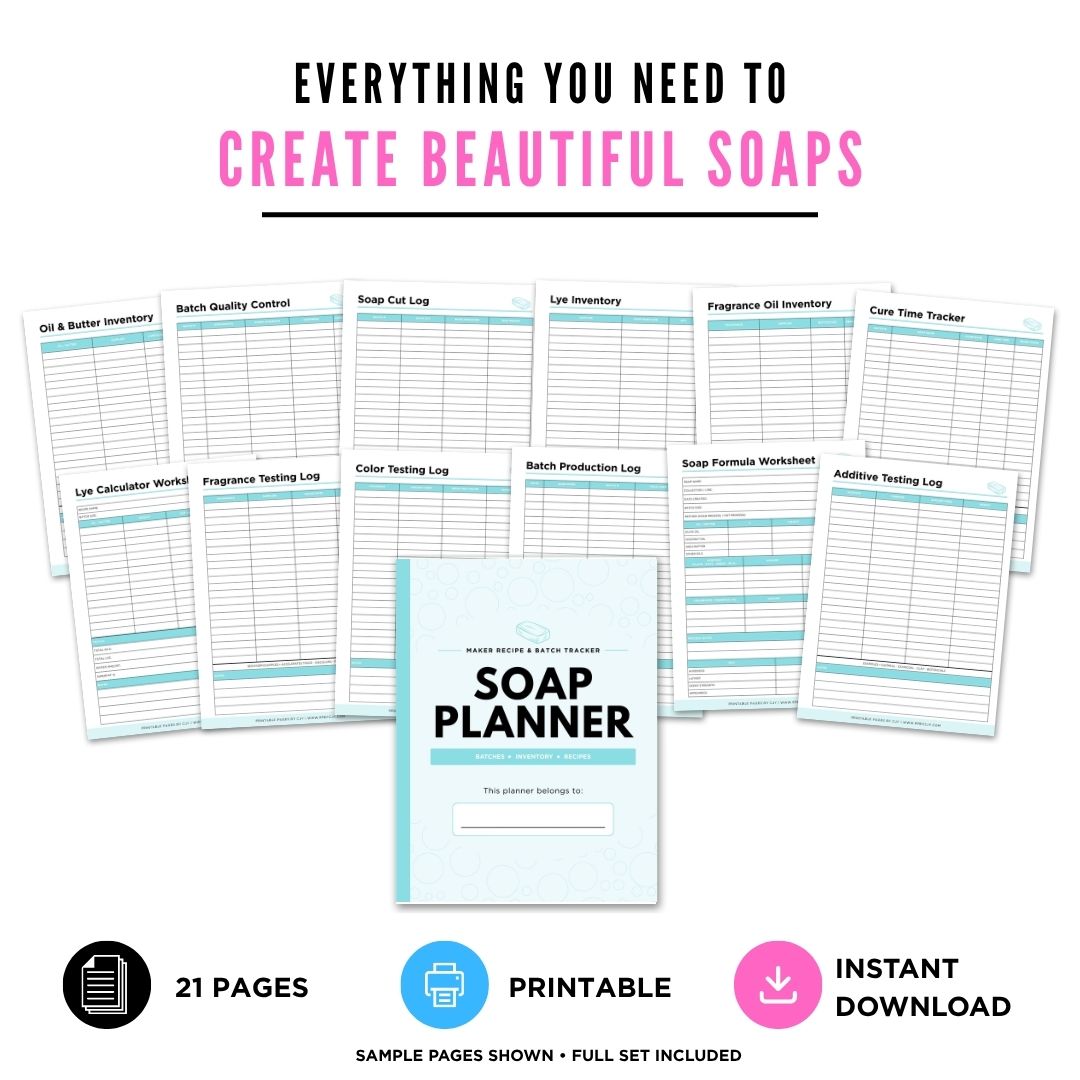 Soap Making Planner Batch Log Cure Tracker & Inventory Bundle batch log page
