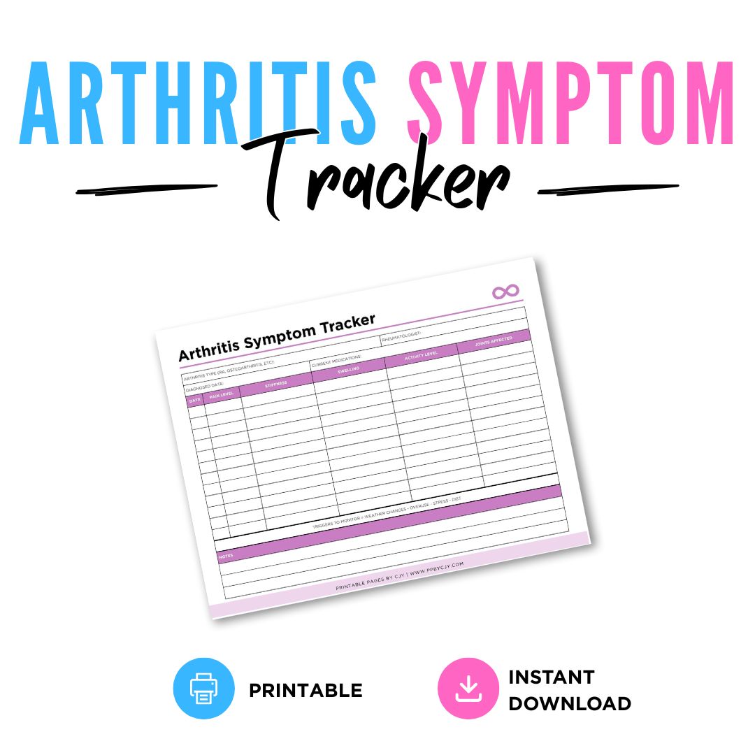 Arthritis Symptom Tracker Printable Pain & Flare Log symptom log page
