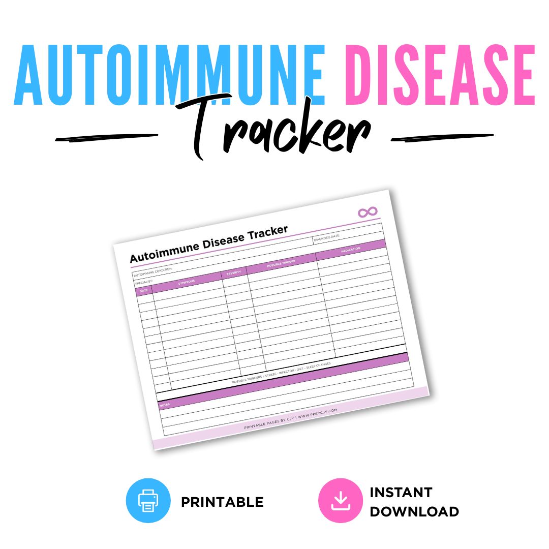Autoimmune Symptom Tracker Health Log Bundle symptom log page
