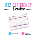 B12 Deficiency Tracker Vitamin Level Journal symptom tracker page
