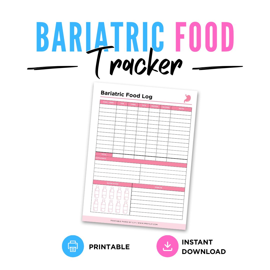 Bariatric Food Log Nutrition Tracking Journal meal log page
