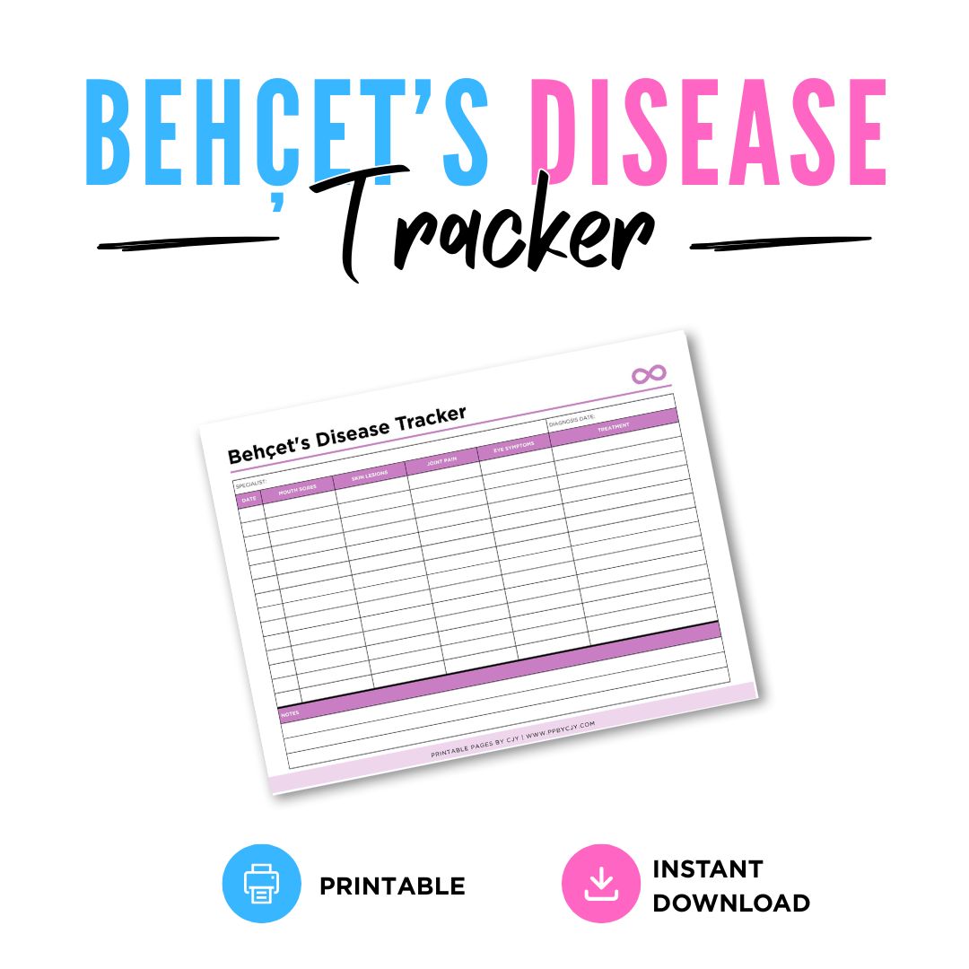 Behçet's Disease Tracker Printable Symptom Monitoring Log symptom tracker page
