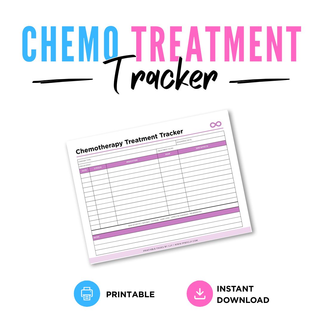 Chemotherapy Treatment Log Printable Chemo Side Effects Tracker treatment log page
