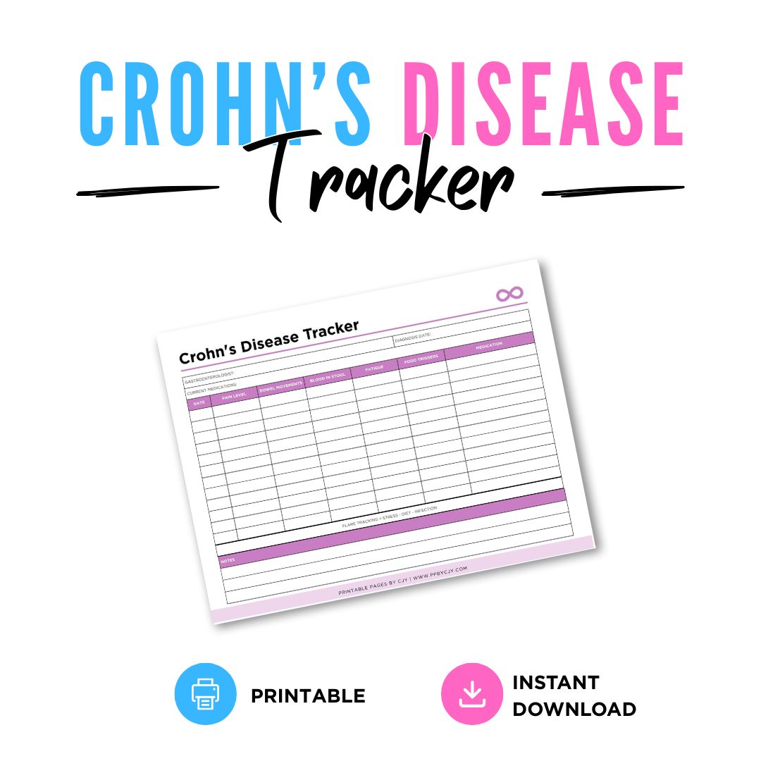 Crohn’s Disease Tracker Crohn’s Symptom & Flare Log Printable symptom log page