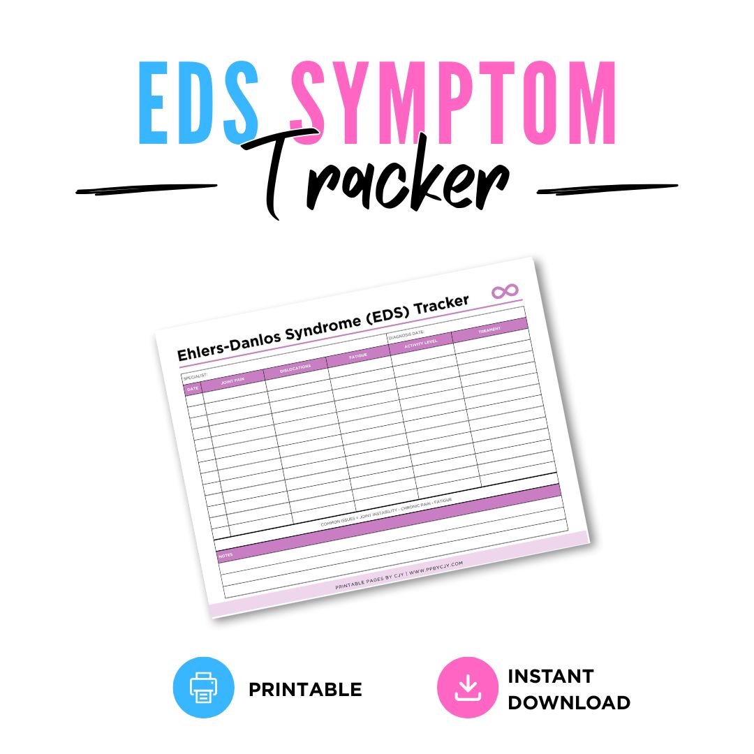EDS Tracker Ehlers-Danlos Syndrome Symptom & Pain Log Printable symptom log page