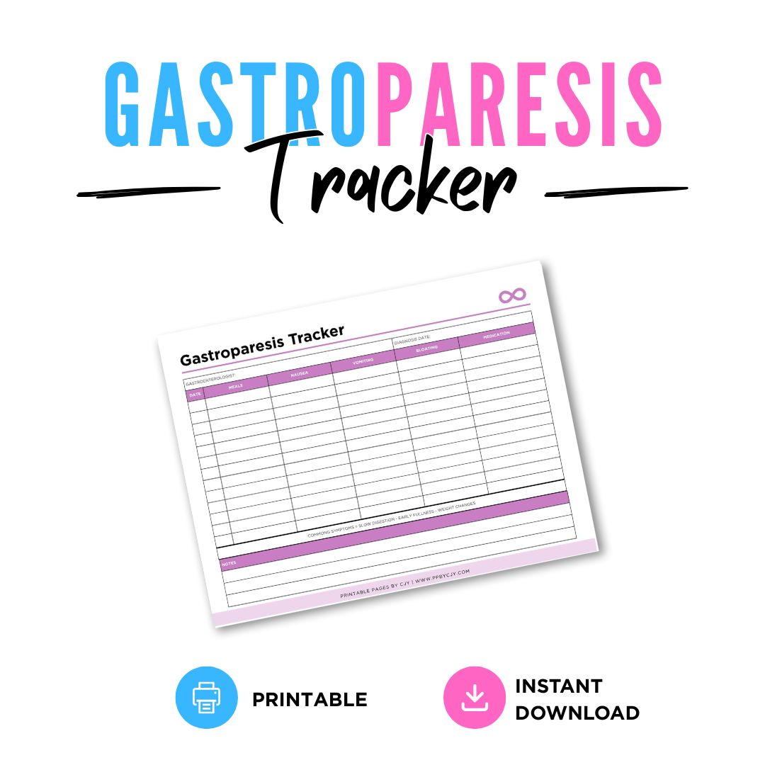 Gastroparesis Tracker Digestive Symptom & Meal Log Printable meal log page
