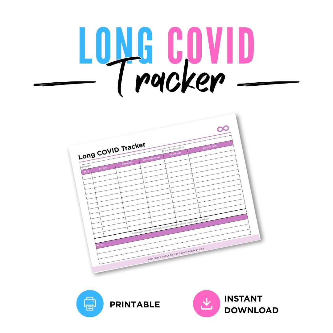 Long COVID Tracker Post-COVID Symptom Monitoring Log Printable symptom log page