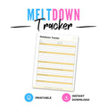 Meltdown Log Printable Behavior Episode Tracker behavior log page
