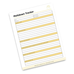 Meltdown Log Printable Behavior Episode Tracker behavior log page
