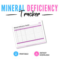 Mineral Deficiency Tracker Nutrition & Health Log supplement tracker page
