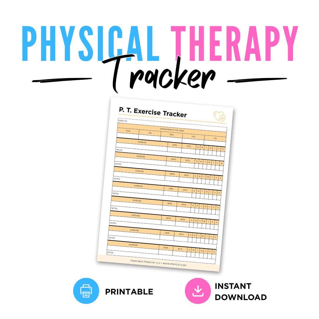 Physical Therapy Exercise Tracker Printable Rehab Exercise Log exercise tracker page
