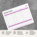 Psoriasis Tracker Printable Skin Condition Log flare tracker page
