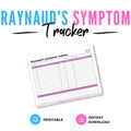 Raynaud's Symptom Tracker Printable Circulation Episode Log symptom tracker page
