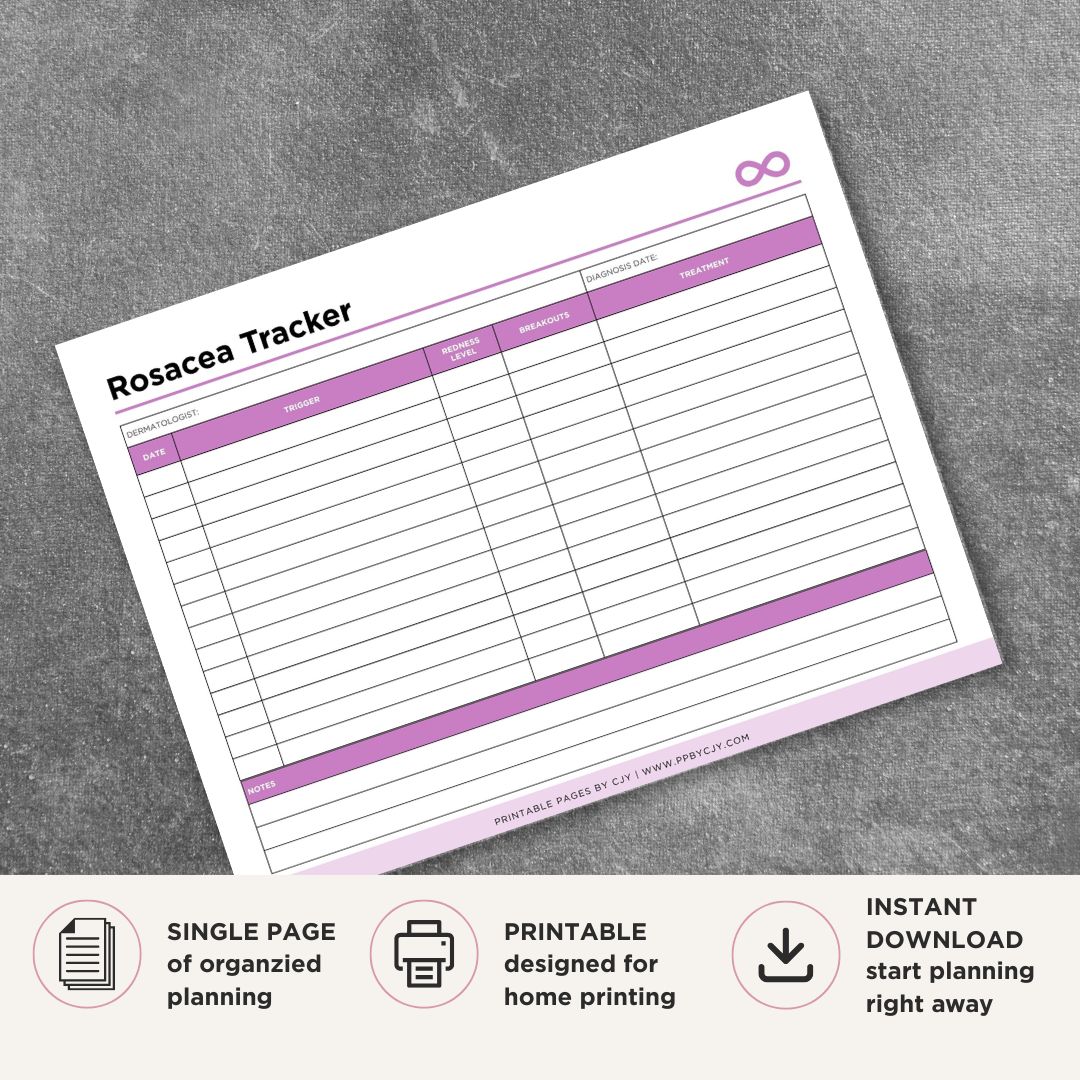 Rosacea Tracker Printable Skin Trigger Log flare tracker page
