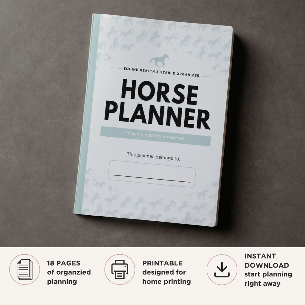 Horse Care Planner printable equine health and stable organizer bundle for horse management and care tracking cover page