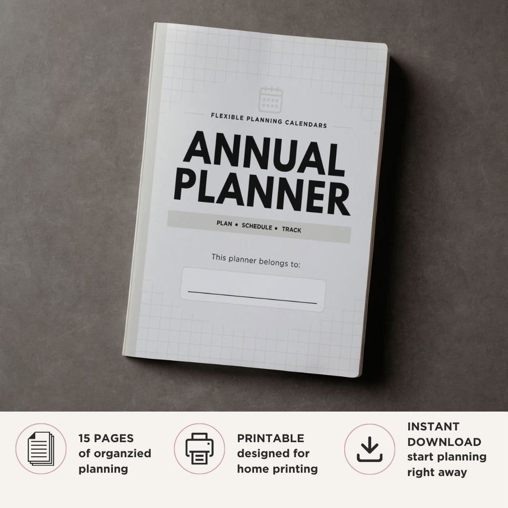 Flexible Calendar Planner printable undated monthly calendar and planning bundle for scheduling and organization