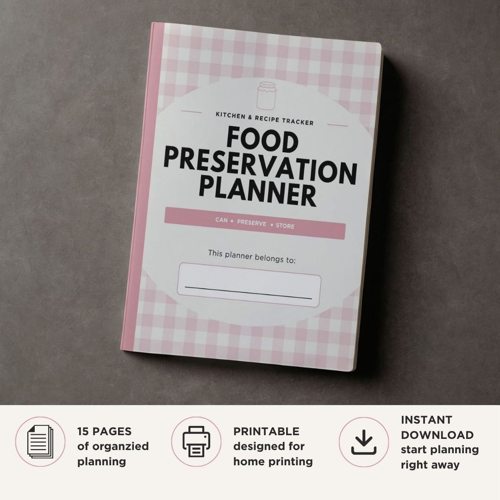 Canning and Preserve Planner printable kitchen recipe tracker bundle for food preservation and batch tracking
