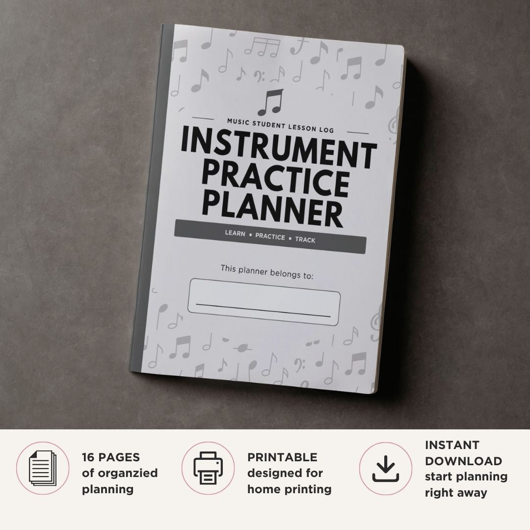 Musical Instrument Practice Planner printable music student lesson and progress tracking bundle
