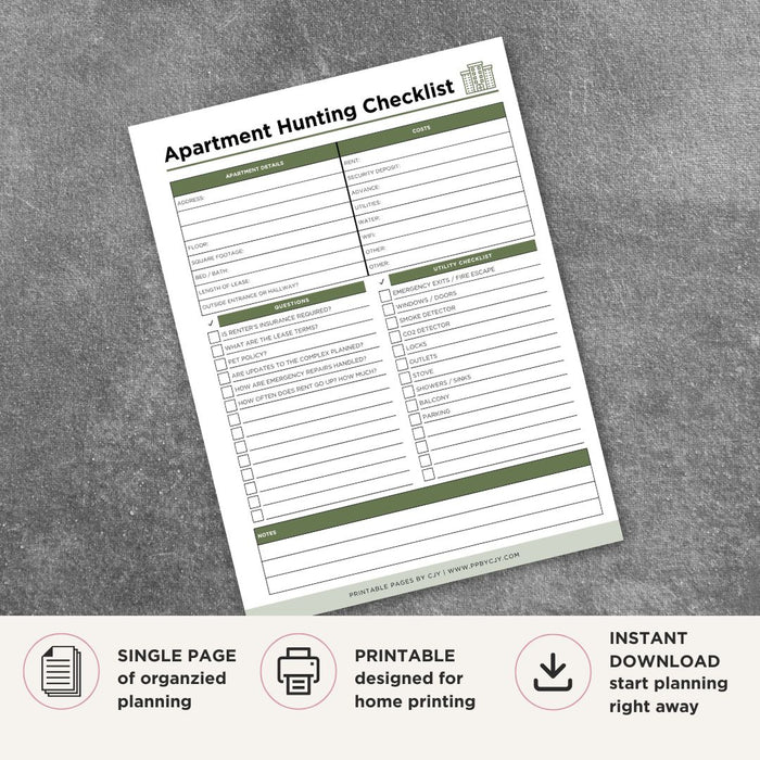 Apartment Hunting Checklist